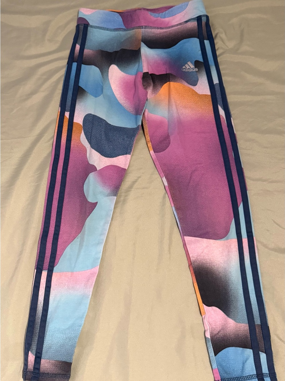 Adidas Girls 10-12 Multicolor Printed Athletic Leggings